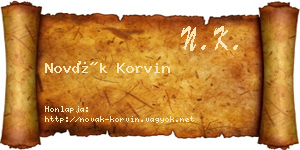 Novák Korvin névjegykártya